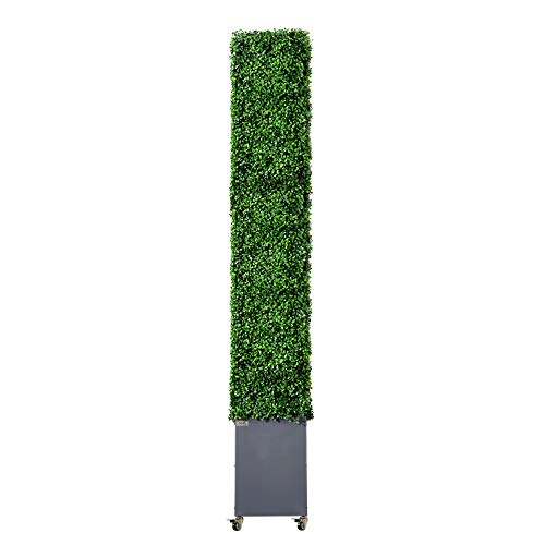 AGPL Artificial Hedge Wall with Stainless Steel Planter Box Green 48"W x 12"D x 82"H