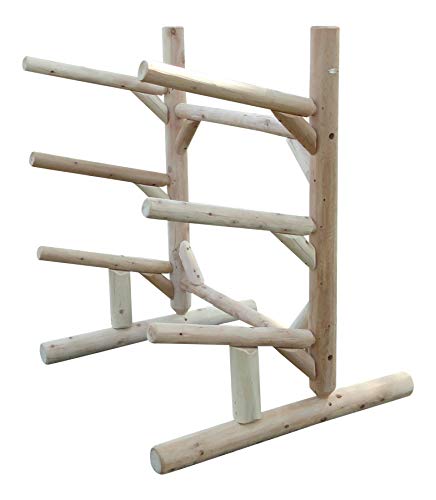 Log Kayak Rack 3-Place 1-Sided Kayak/SUPS Rack Natural