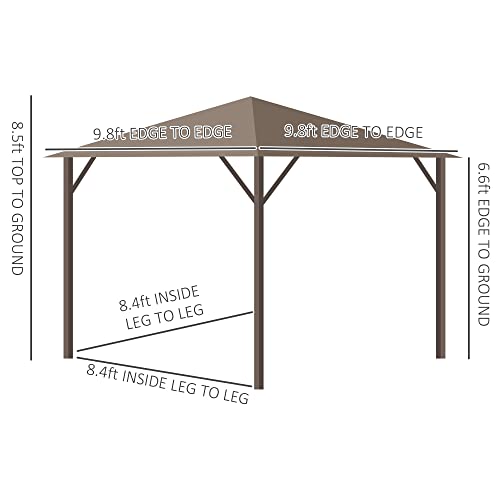 Outsunny 10' x 10' Hardtop Gazebo with Curtains and Netting Brown