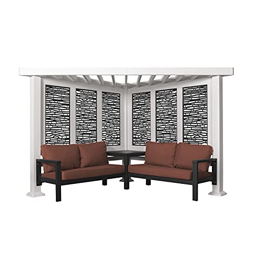 Backyard Discovery Ridgedale 12' x 8' Modern Galvanized Steel Cabana Pergola with Seating and Shade Sail, Terra Cotta Cushions