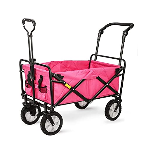 5sssallefaa Outdoor Folding Garden Wagon All-Terrain Cart for Kids Pink 75*85*50cm