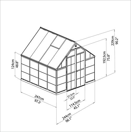 Palram Canopia Balance Greenhouse Kit 8'x8' UV Protected Green