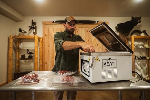 MEAT! Your Maker. Chamber Vacuum Sealer with 12" Sealing Bar and Adjustable Seal Time White/Black