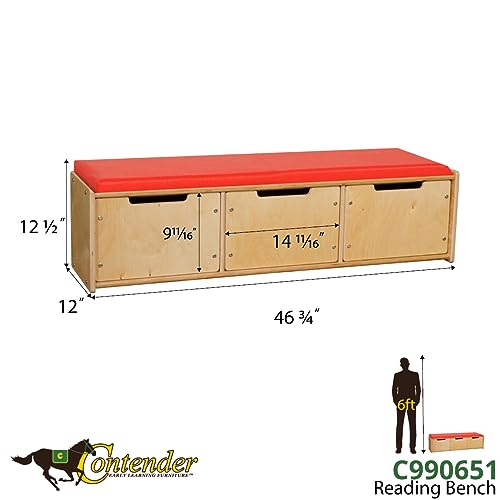 Contender 3 Cube Storage Organizer Bench with Cushions Natural/Red