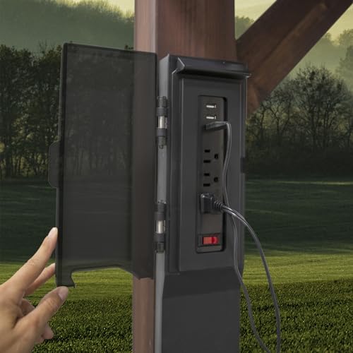 Backyard Discovery Saxony Cedar Wood BBQ Grill Gazebo Pavilion Light Brown