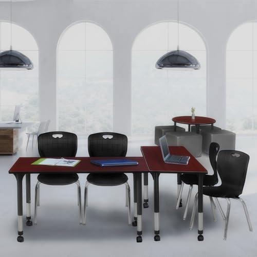 Regency Height Adjustable Classroom Table Set with Chairs Mahogany/Black