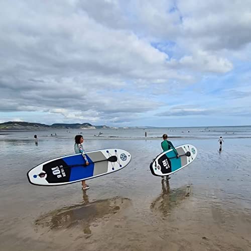 Generic Inflatable Standing Paddleboards 10'6"x32"x6" Thick, SCE Material, Backpack & Pump Blue/Green
