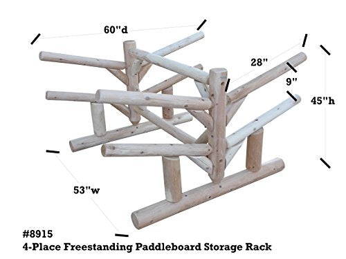 Log Kayak Rack 4 Place Paddle Board Storage Unfinished