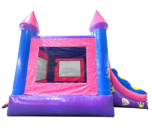 Pogo Bounce House Deluxe Pink Castle Combo Inflatable Bouncer with Water Slide 12x12x18 ft