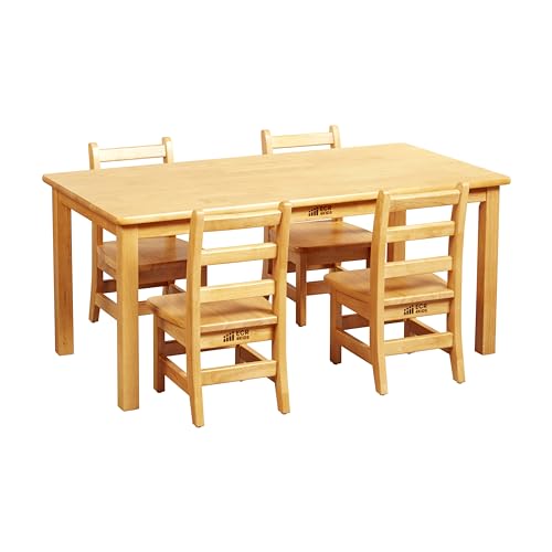 ECR4Kids Rectangular Hardwood Table & Chairs Set Honey