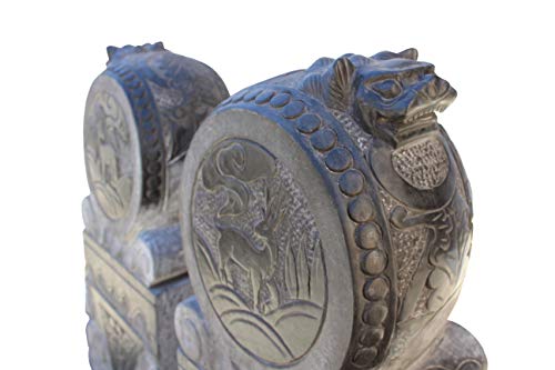 Orientliving Chinese Foo Dogs Door Block Drum Statue Gray