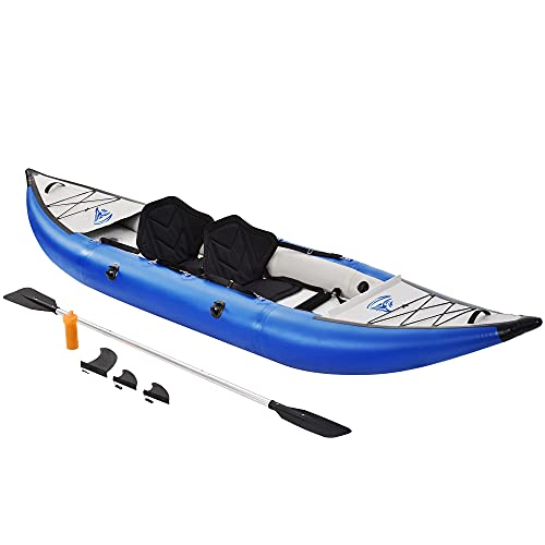 Loyaltaling Boating Equipment Inflatable Kayak Set with Paddle and Air Pump Blue and White