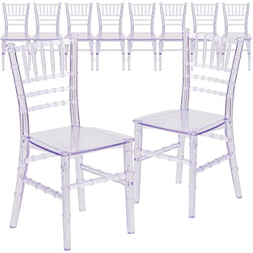 BizChair 10 Pack Child's Transparent Crystal Resin Chiavari Chair Clear