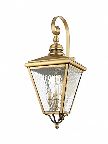 Livex Transitional Four Light Outdoor Wall Lantern Cambridge Collection Antique Brass