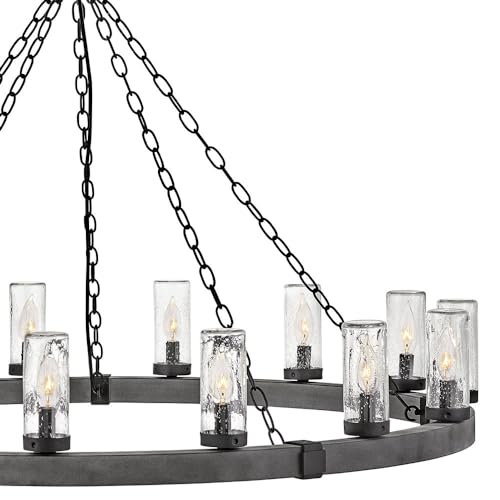 Hinkley Sawyer Collection 15-Light 4W LED Extra Large Outdoor Hanging Lantern Aged Zinc