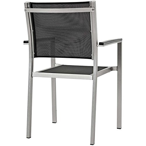 Modway Shore 7-Piece Aluminum Outdoor Dining Set Silver Black
