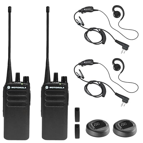 Motorola Solutions CP100D UHF Portable Two Way Radio Bundle with PTT Earpiece Black