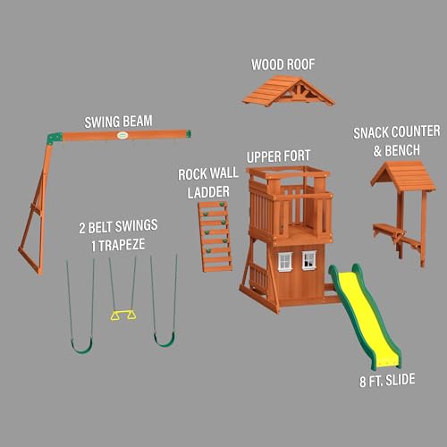 Backyard Discovery Tanglewood Cedar Wood Playset Swing Set Brown