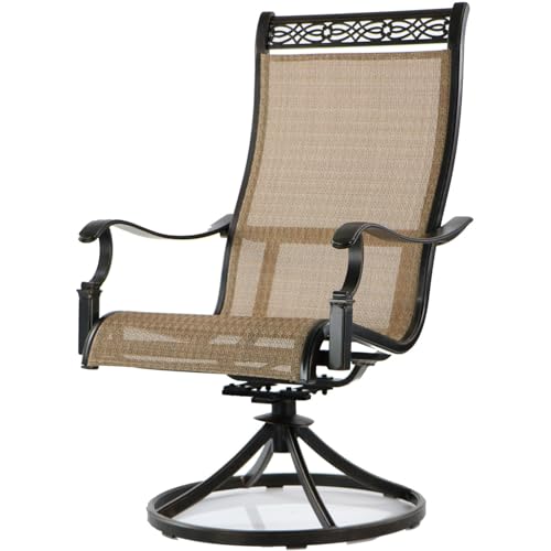 Hanover Monaco 3-Piece Patio Dining Set with Swivel Rockers and Bistro Table Tan