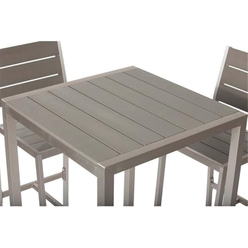 Pemberly Row 5-Piece Modern Aluminum Frame Patio Bar Set Grey