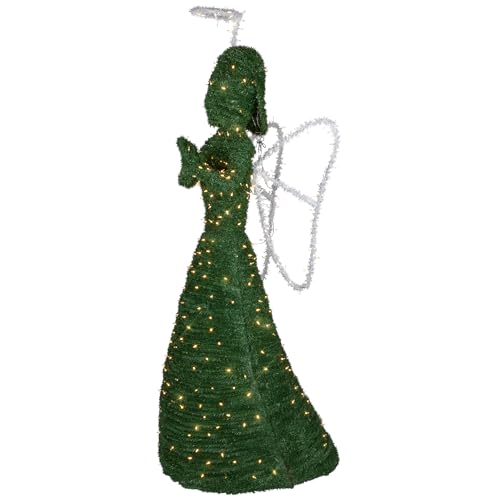 Northlight Lighted Commercial Topiary Angel Outdoor Christmas Decoration 6.5' Green