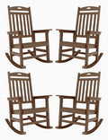 YEFU Outdoor Rocking Chair Set of 4 High Back Poly Teak
