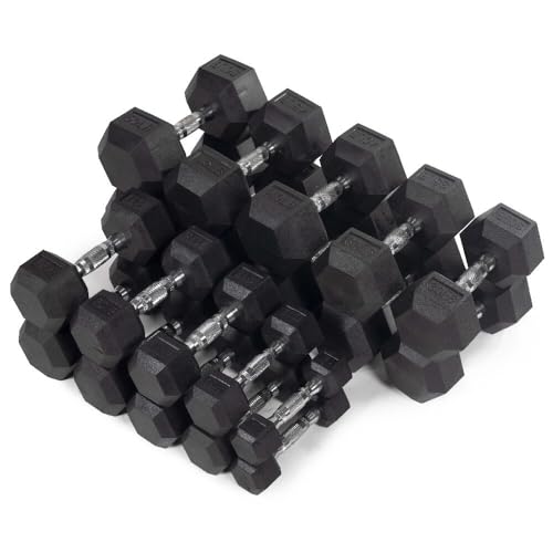 Titan Fitness Rubber Coated Hex Dumbbell Black