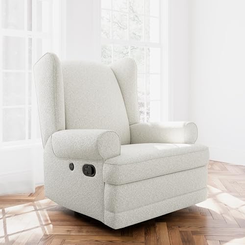 Storkcraft Serenity Wingback Glider Reclining Nursery Chair Ivory Boucle