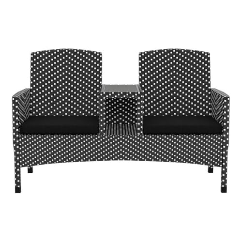 Furniture of America Azur Rattan 2-Piece Loveseat and Trash Can Set Black