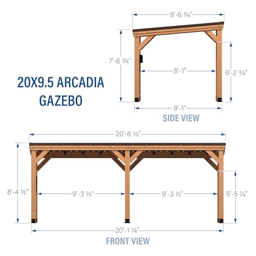 Backyard Discovery Arcadia 20' x 9.5' Cedar Wood Outdoor Gazebo Pavilion Light Brown