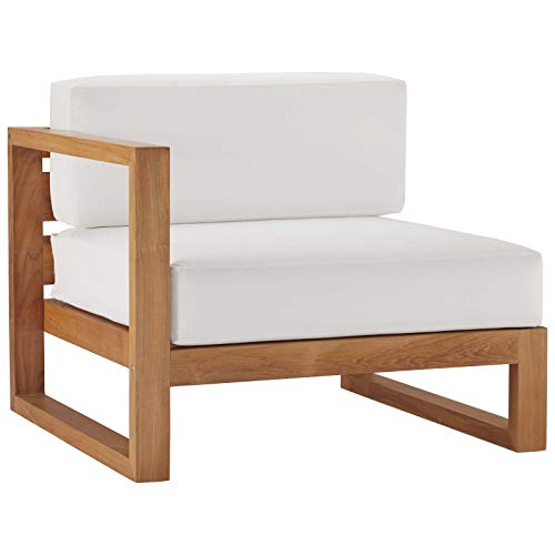 Modway Upland Patio Teak Wood 2-Piece Sectional Sofa Loveseat Natural White