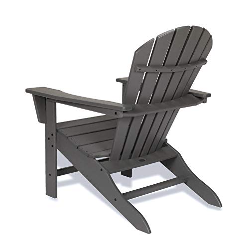 Polywood South Beach 5-Piece Adirondack Chair Set with Side Table & Ottomans Black
