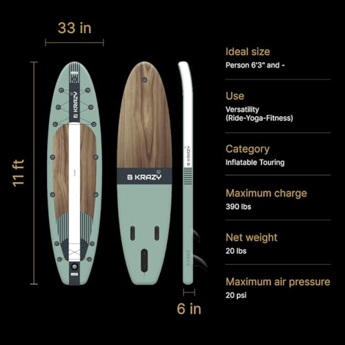 Bkrazy High-End Inflatable Paddle Board 11ft Complete Package Oasis
