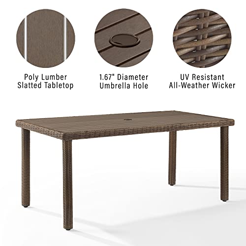 Crosley Furniture Bradenton 7-Piece Outdoor Dining Set Weathered Brown with Sand Cushions