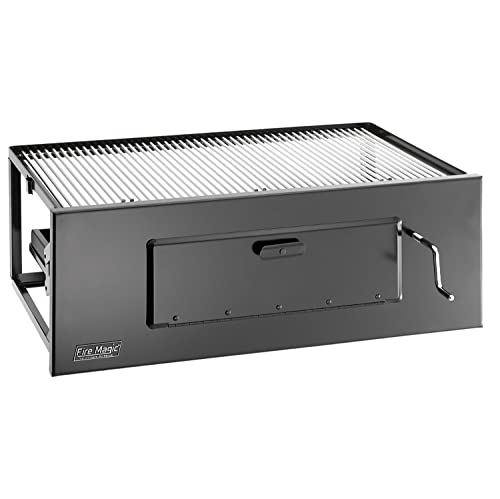 Fire Magic Lift-A-Fire Slide-In Charcoal Grill with Stainless Steel Cover 30x18-Inch