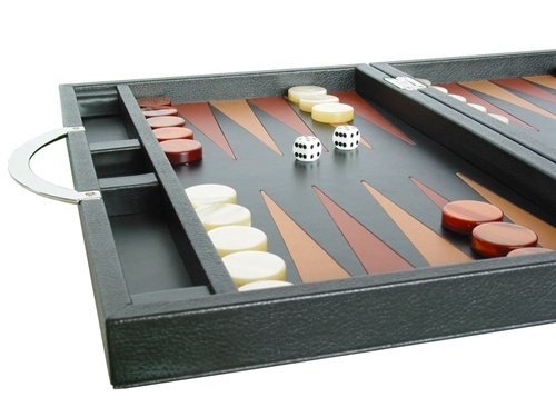 Zaza & Sacci Leather Backgammon Board Game Set 15" Black