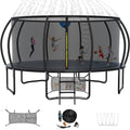 Liyarya 16FT Outdoor Trampoline with Basketball Hoop & Sprinkler, Black