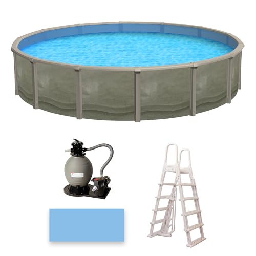Blue Wave Trinity 21-ft Round 52-in Deep Steel Wall Above Ground Pool Package Gray