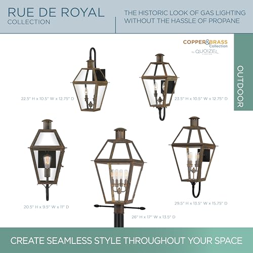 Quoizel Rue De Royal Charleston Outdoor Wall Lantern 4-Light Industrial Bronze