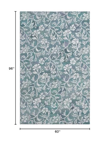 Company C Camellia Indoor/Outdoor Performance Rug 5' x 8' Aqua