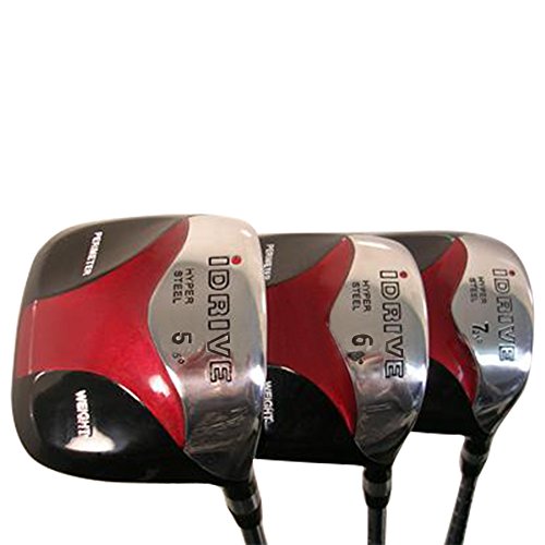 iDrive Red Square Anti-Slice Draw Fairway Wood Set Golf Clubs Black