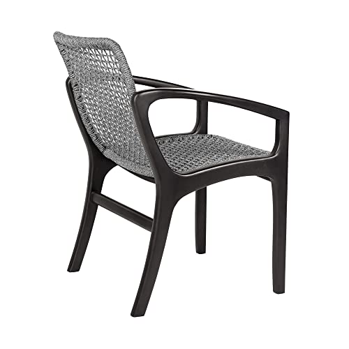 Armen Living Sachi and Brighton 5 Piece Dining Set Dark Eucalyptus and Grey Rope