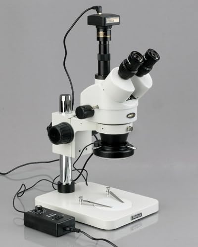 AmScope Digital Trinocular Stereo Zoom Microscope White