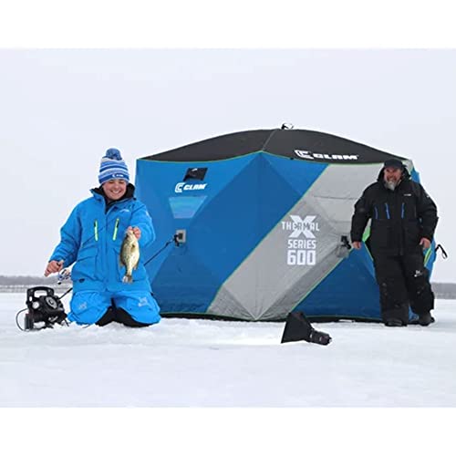 CLAM 14470 X-600 Portable 7 Person Ice Fishing Hub Shelter Tent Multi