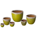 Emissary 28in Round Stoneware Planters Set of 6 Reef/Lime