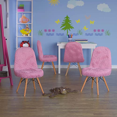 Flash Furniture Zula Kids Shaggy Dog Accent Chair Set, Light Pink