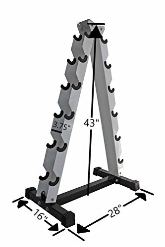 Ader Sporting Goods Black Rubber Dumbbell Set with Rack