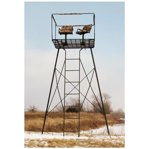Guide Gear 12' Hunting Climbing Tree Stand Tower with Ladder for 2 Persons