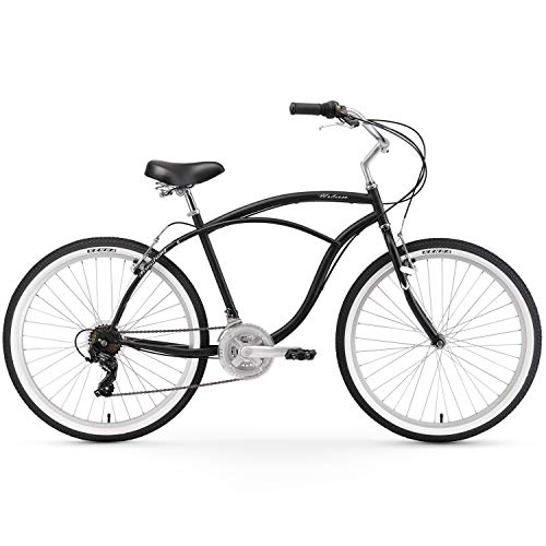 Firmstrong Urban Man Beach Cruiser Bike 26-Inch 7-Speed Matte Black