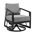 Armen Living Palma Outdoor Patio Swivel Lounge Chair Aluminum Dark Grey